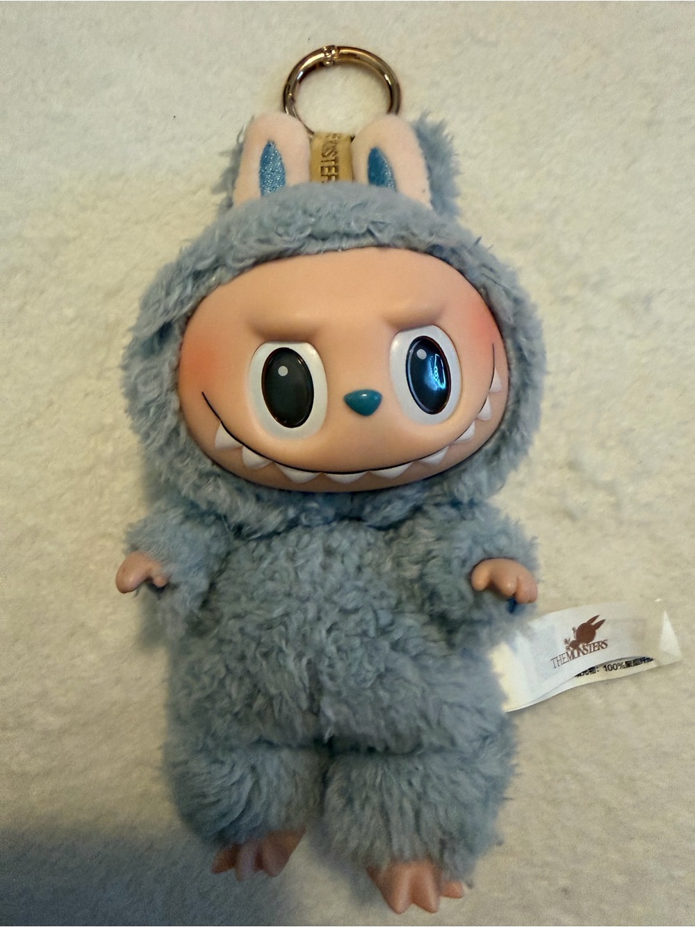 Blue Furry Monster Plush Keychain - Cute Character Plush